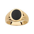 Chevali&egrave;re en plaqu&eacute; or plateau ovale en onyx synth&eacute;tique 11 X 9mm Artemare