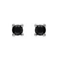 Boucles d'oreilles solitaire en argent rhodi&eacute; oxyde noire de 2 mm serti griffes
