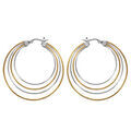 Boucles d'oreille sur Artemare : Cr&eacute;oles en acier et PVD jaune 4 fils &agrave; 2 couleurs altern&eacute;es 50mm