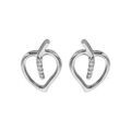Boucles d'oreille sur Artemare : Boucles d'oreilles en argent rhodi&eacute; coeur oxydes blancs sertis