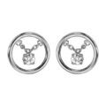 Boucles d'oreilles en argent rhodi&eacute; cercle 1 oxyde blanc serti pendant et fermoir poussette Artemare