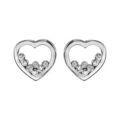 Boucles d'oreilles en argent rhodi&eacute; coeur 7 oxydes blancs sertis fermoir poussette