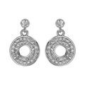 Boucles d'oreilles en argent rhodi&eacute; pendantes cercle perc&eacute; oxydes blancs sertis fermoir &agrave; poussette Artemare