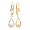 Boucles d'oreille sur Artemare : Boucles d'oreilles pendantes en plaqu&eacute; or forme goutte avec oxydes blancs sertis et fermoir poussette