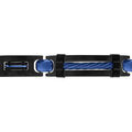 Bracelets sur Artemare : Bracelet en acier et PVD noir plaque et gros c&acirc;ble PVD bleu 21,5cm (r&eacute;glable en 20,50 et 19 cm) triple fermoir