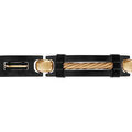 Bracelets sur Artemare : Bracelet en acier et PVD noir plaque et gros c&acirc;ble PVD jaune 21,5cm (r&eacute;glable en 20,50 et 19 cm) triple fermoir