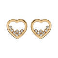 Boucles d'oreille sur Artemare : Boucles d'oreilles en plaqu&eacute; or c?ur &eacute;vid&eacute; avec 7 oxydes blancs sertis et fermoir poussette