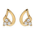 Boucles d'oreilles en plaqu&eacute; or goutte 3 oxydes blancs sertis et fermoir poussette
