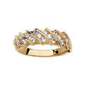Bagues sur Artemare : Bague en plaqu&eacute; or 7 rangs de 3 oxydes blancs sertis en biais
