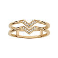 Bagues sur Artemare : Bague en plaqu&eacute; or double motif V oxydes blancs sertis