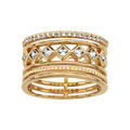 Bague en plaqu&eacute; or large motifs X oxydes blancs sertis