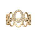 Bagues sur Artemare : Bague en plaqu&eacute; or motifs ovales &eacute;vid&eacute;s centre oxydes blancs sertis
