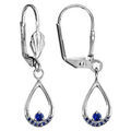 Boucles d'oreille sur Artemare : Boucles d'oreilles en argent rhodi&eacute; goutte bleu fonc&eacute; suspendue et fermoir dormeuse