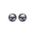 Boucles d'oreilles en argent rhodi&eacute; perle de synth&egrave;se noire 8mm et fermoir poussette Artemare