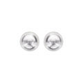 Boucles d'oreilles en argent rhodi&eacute; perle de synth&egrave;se blanche 8mm et fermoir poussette Artemare