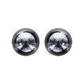 Boucles d'oreilles en argent avec perle de synth&egrave;se noire 10mm et fermoir poussette