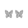 Boucles d'oreilles en argent rhodi&eacute; papillon pav&eacute; d'oxydes blancs sertis et fermoir poussette