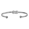 Bracelets sur Artemare : Bracelet jonc en argent rhodi&eacute; ouvert orn&eacute; d'1 noeud marin et fini par 2 boules