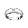 Bague en argent rhodi&eacute; jonc anglais 1 oxyde blanc serti T60