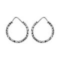 Cr&eacute;oles en argent rhodi&eacute; fantaisies diamant&eacute;es 20mm