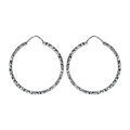 Boucles d'oreille sur Artemare : Cr&eacute;oles en Argent rhodi&eacute; fantaisies diamant&eacute;es 35mm