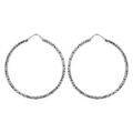 Boucles d'oreille sur Artemare : Cr&eacute;oles en Argent rhodi&eacute; fantaisies diamant&eacute;es 46mm
