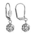 Boucles d'oreilles en argent rhodi&eacute; dormeuse fleur oxyde blanc serti Artemare