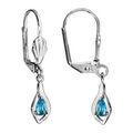 Boucles d'oreille sur Artemare : Boucles d'oreilles en argent rhodi&eacute; losange suspendu avec oxyde bleu clair et fermoir dormeuse