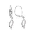 Boucles d'oreilles en argent rhodi&eacute; dormeuse vague oxyde blanc serti