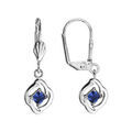 Boucles d'oreille sur Artemare : Boucles d'oreilles en argent rhodi&eacute; carr&eacute; suspendu avec oxyde bleu fonc&eacute; et fermoir dormeuse