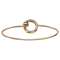 Bracelet jonc en plaqu&eacute; or fil lisse et fermoir boule