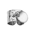 Bague en argent rhodi&eacute; martel&eacute;e anneau pastille ronde