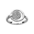 Bague en argent rhodi&eacute; rondelle oxydes blancs sertis