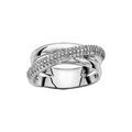 Bagues sur Artemare : Bague en argent rhodi&eacute; crois&eacute;e oxydes blancs sertis