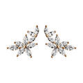 Boucles d'oreilles en plaqu&eacute; or fleur orn&eacute;e enti&egrave;rement d'oxydes blancs sertis et fermoir poussette Artemare