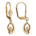 Boucles d'oreille sur Artemare : Boucles d'oreilles pendantes en plaqu&eacute; or brin crois&eacute; suspendu avec petit oxyde blanc et fermoir dormeuse