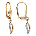 Boucles d'oreille sur Artemare : Boucles d'oreilles pendantes en plaqu&eacute; or vague suspendue orn&eacute;e d'oxydes blancs et fermoir dormeuse