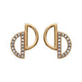 Boucles d'oreille sur Artemare : Boucles d'oreilles en plaqu&eacute; or 2 demi cercles &eacute;vid&eacute;s oxydes blancs et fermoir poussette