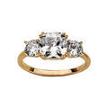 Bagues sur Artemare : Bague en plaqu&eacute; or 3 oxydes blancs sertis