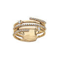 Bagues sur Artemare : Bague en plaqu&eacute; or enroul&eacute;e oxydes blancs sertis