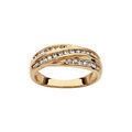 Bague en plaqu&eacute; or 3 rails d'oxydes blancs sertis entrem&ecirc;l&eacute;s