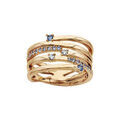 Bagues sur Artemare : Bague en plaqu&eacute; or enroul&eacute;e pierres bleu fonc&eacute;