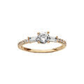 Bagues sur Artemare : Bague en plaqu&eacute; or style alliance rail d'oxydes blancs sertis et 1 oxyde blanc serti