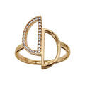 Bague en plaqu&eacute; or 2 demi cercles &eacute;vid&eacute;s oxydes blancs