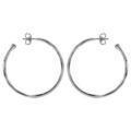 Boucles d'oreille sur Artemare : Cr&eacute;oles en Argent rhodi&eacute; tube lisse 35mm et fermoir poussette