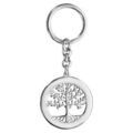 Porte clef argent rhodi&eacute; arbre de vie contour &agrave; graver Artemare