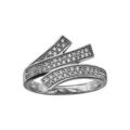 Bagues sur Artemare : Bague en argent rhodi&eacute; avec 3 barrettes orn&eacute;es d'oxydes blancs sertis