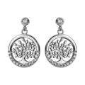 Boucles d'oreille sur Artemare : Boucles d'oreille pendantes en argent rhodi&eacute; arbre de vie suspendu et oxydes blancs et fermoir poussette