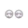 Boucles d'oreilles tige en Argent rhodi&eacute; perle de culture d'eau douce 8mm et fermoir poussette