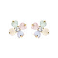 Boucles d'oreille sur Artemare : Boucles d'oreille en plaqu&eacute; or en forme de en fleur verre opaque pastel et fermoir poussette